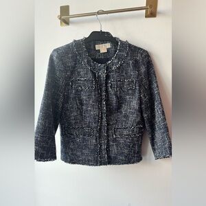 Michael Kors Collection Tweed Fringe Jacket 6p pit to pit 17in. 420